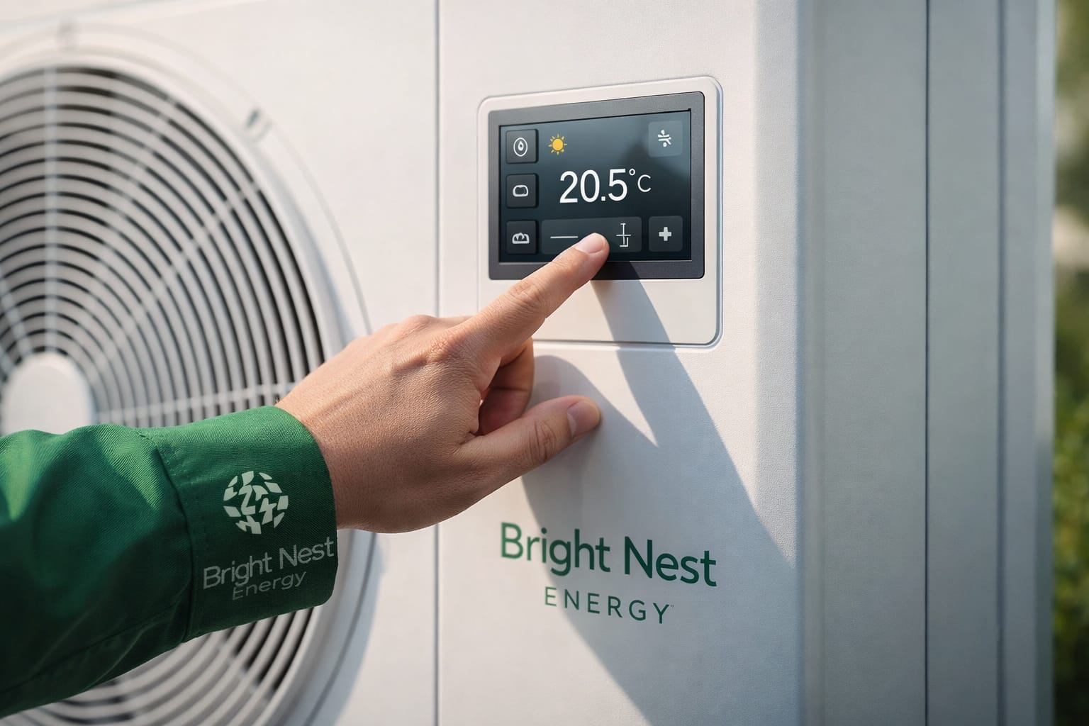 Bright Nest Energy engineer servicing air source heat pump